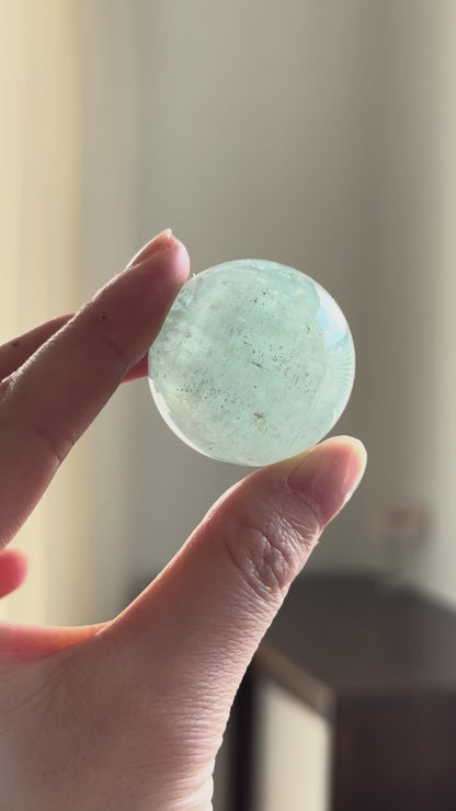 Aquamarine with Black Hematite Sphere  3.5cm