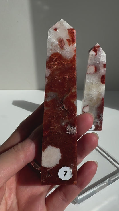 Red Flower Agate with Druzy Clear Quartz #1