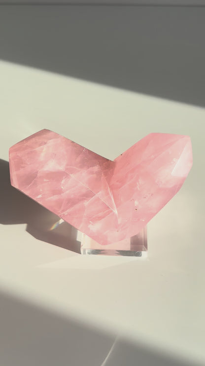 Dendritic Rose Quartz Twin Tower 1108g