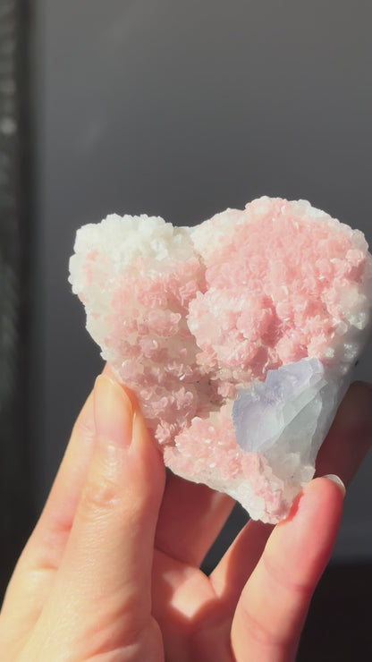 Rhodochrosite on Quartz with Fluorite and Pyrite Specimen