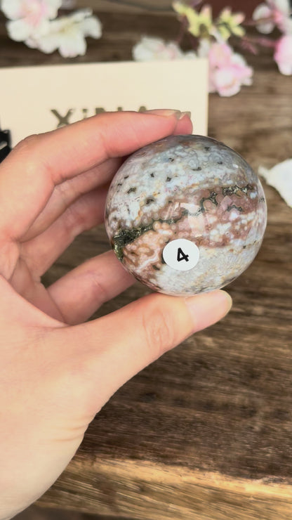 Old Stock Orbicular Ocean Jasper Sphere #4