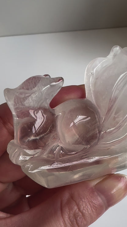 Clear Quartz Fox Carving