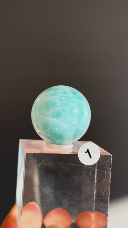 High Quality Larimar Sphere 2.9cm #1 (Video)