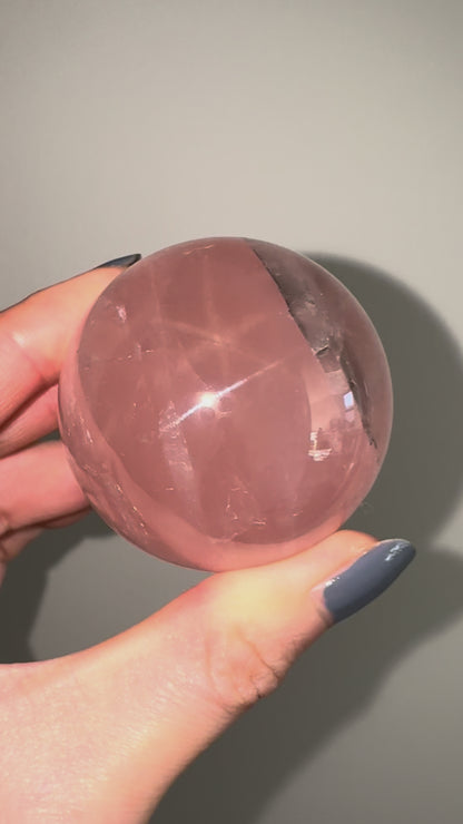 Asterism (star) Rose Quartz Sphere with Hematite Inclusions#2