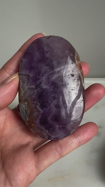 Large Mexican amethyst crazy lace agate Palmstone