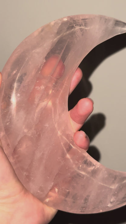 Asterism Rose Quartz Moon on Stand (large)