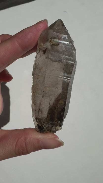 Smoky Quartz with Green Tourmaline (Brazil)
