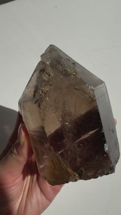 Smoky Quartz with Green Tourmaline (Brazil)