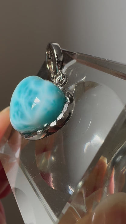 High Grade Larimar Heart Pendant