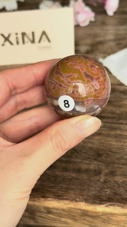Old Stock Orbicular Ocean Jasper Sphere #8