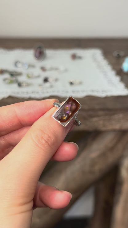 Mexican Fire Agate Sterling Sliver Ring Adjustable